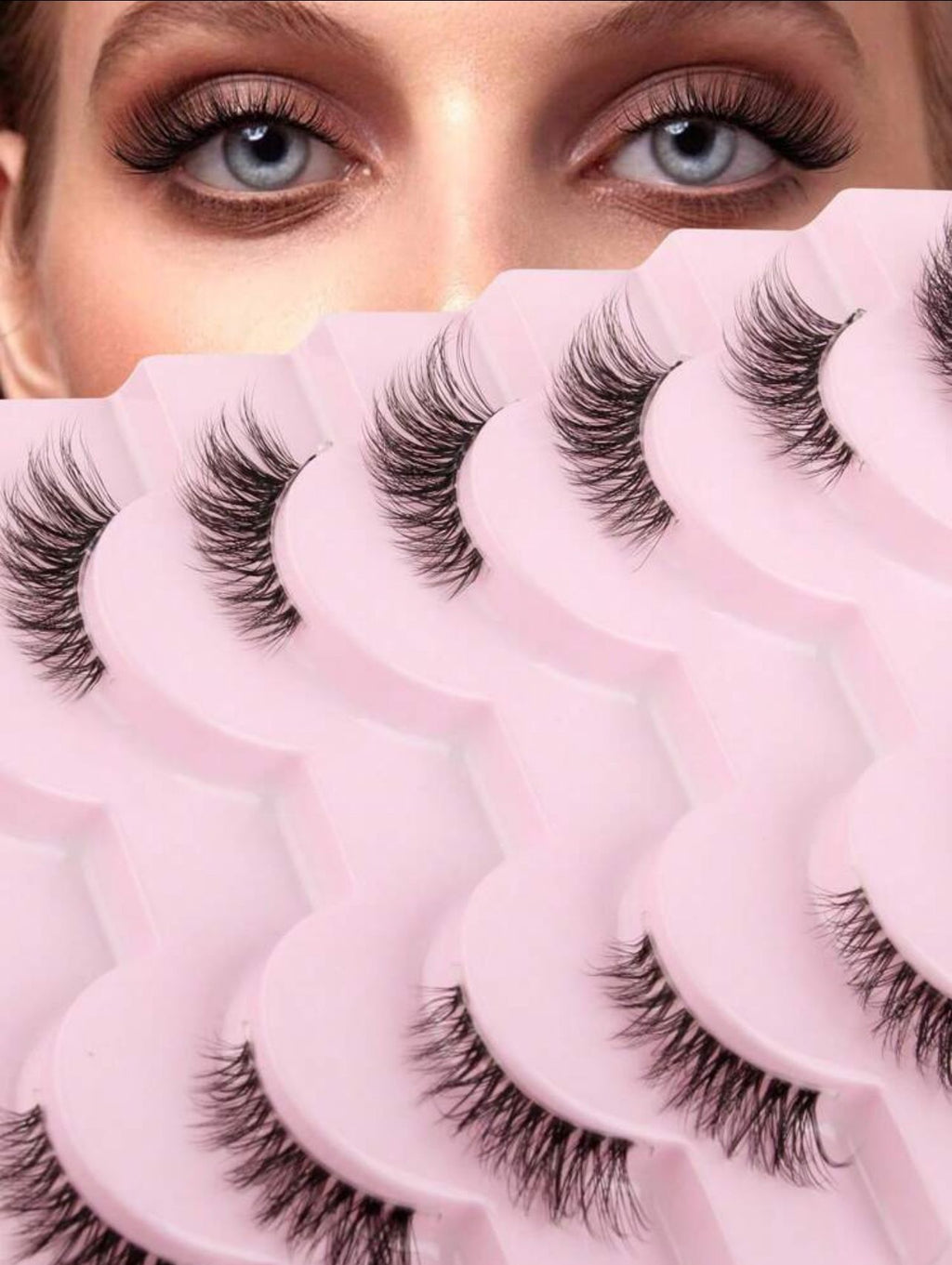 10أزواج رموش صناعية كثيفة ثلاثية الأبعاد مظهر مموج طبيعي للارتداء اليومي Y1025