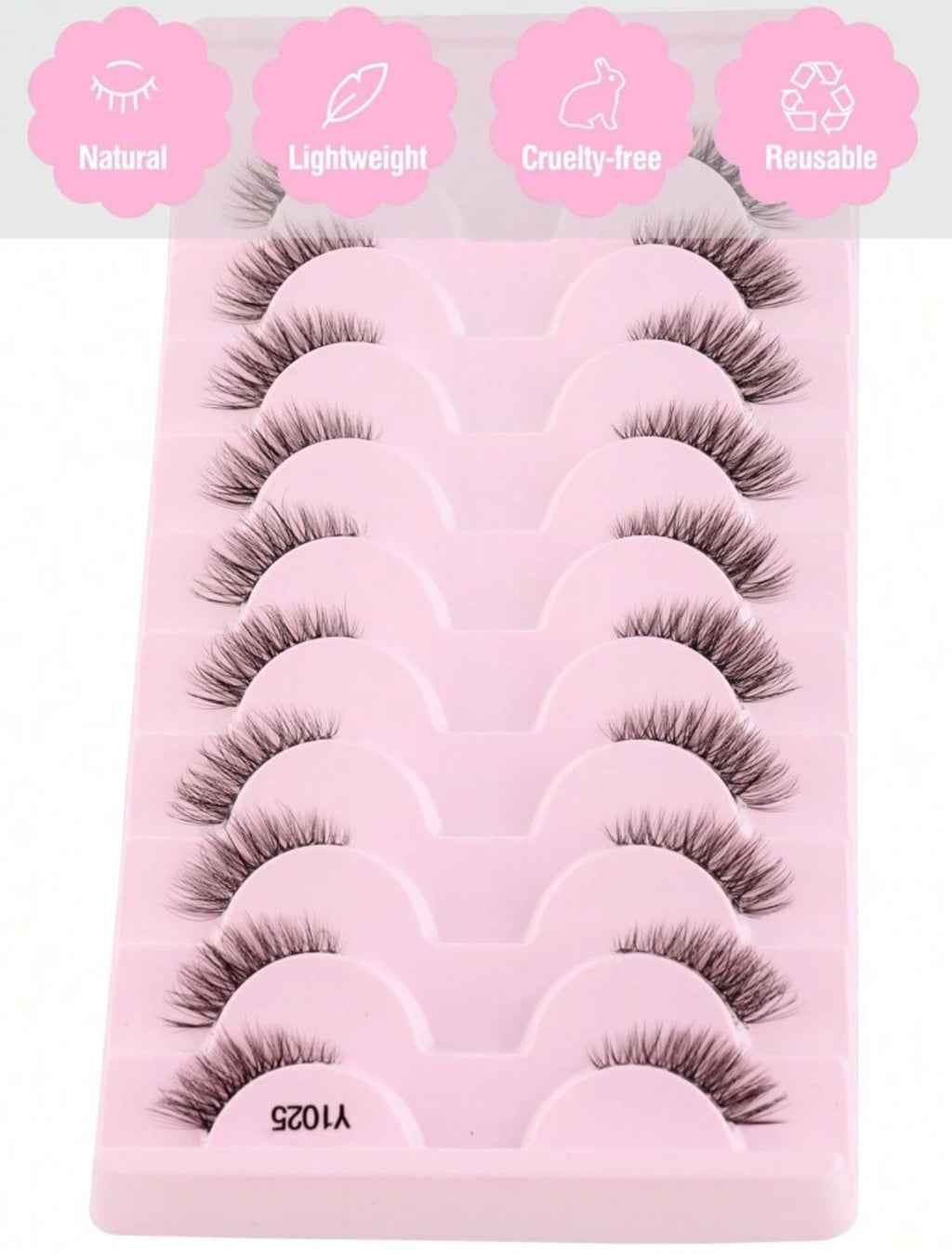 10أزواج رموش صناعية كثيفة ثلاثية الأبعاد مظهر مموج طبيعي للارتداء اليومي Y1025