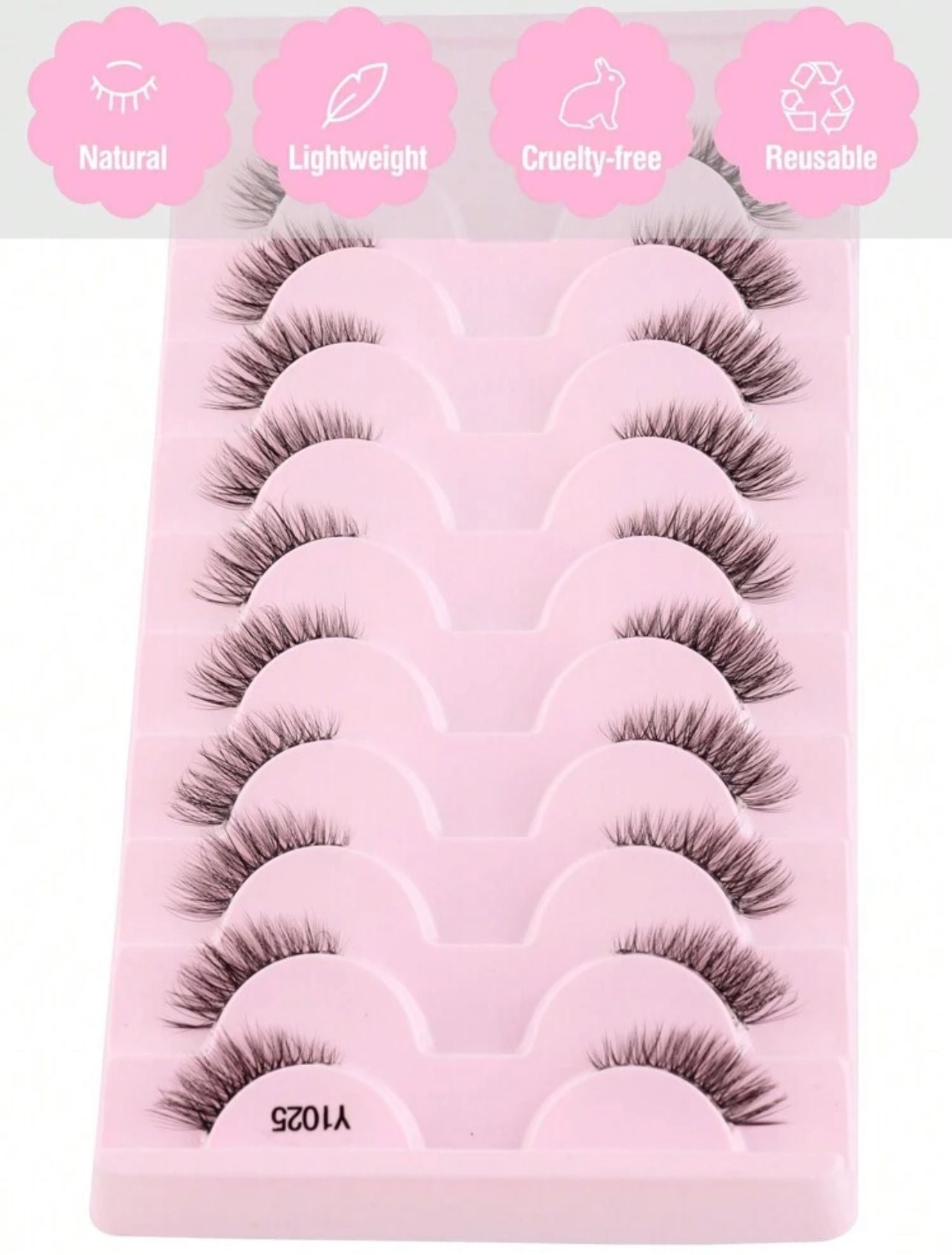 10أزواج رموش صناعية كثيفة ثلاثية الأبعاد مظهر مموج طبيعي للارتداء اليومي Y1025