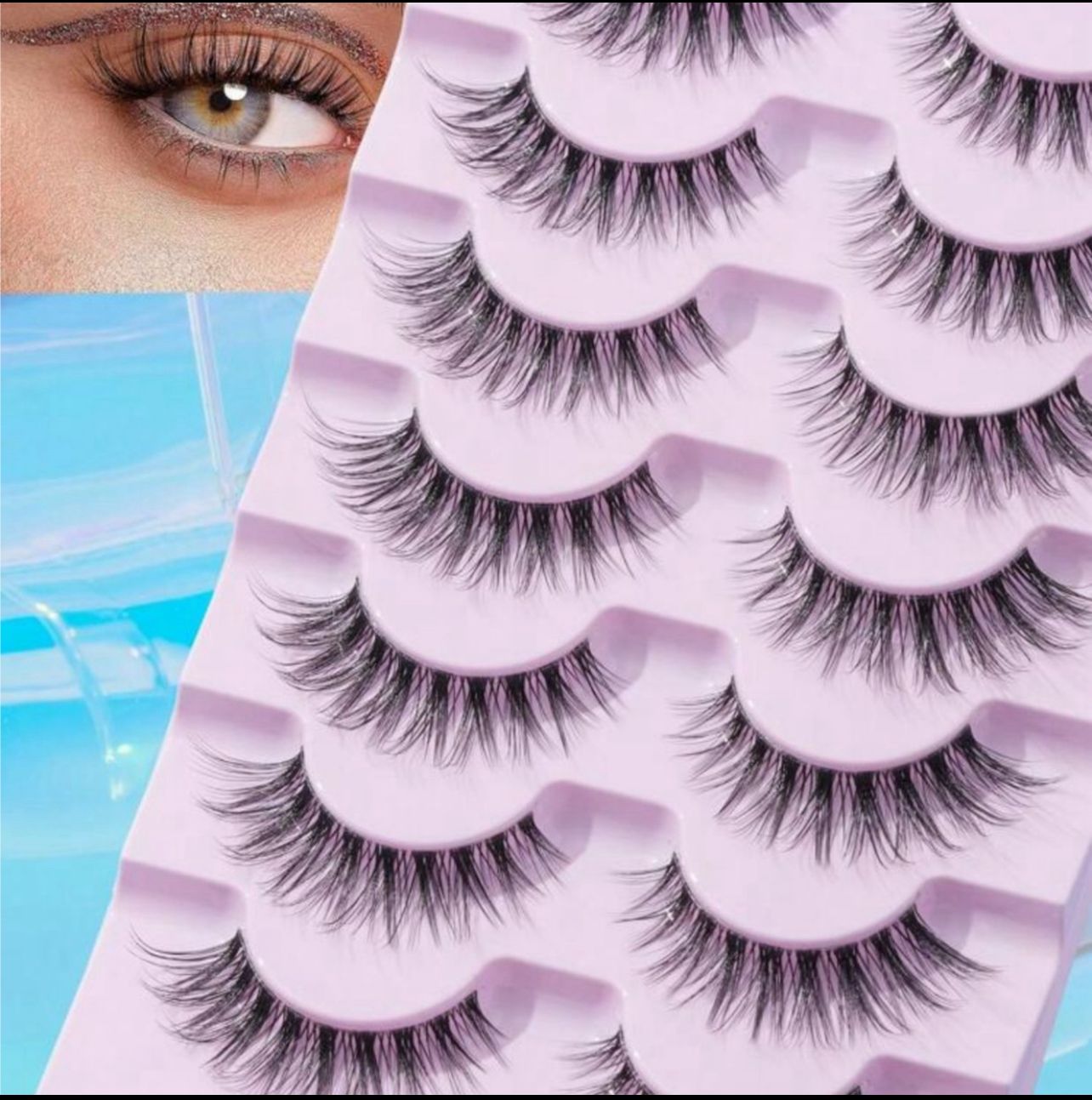 رموش صناعية 7 أزواج بانحناءة D طبيعية Y1043