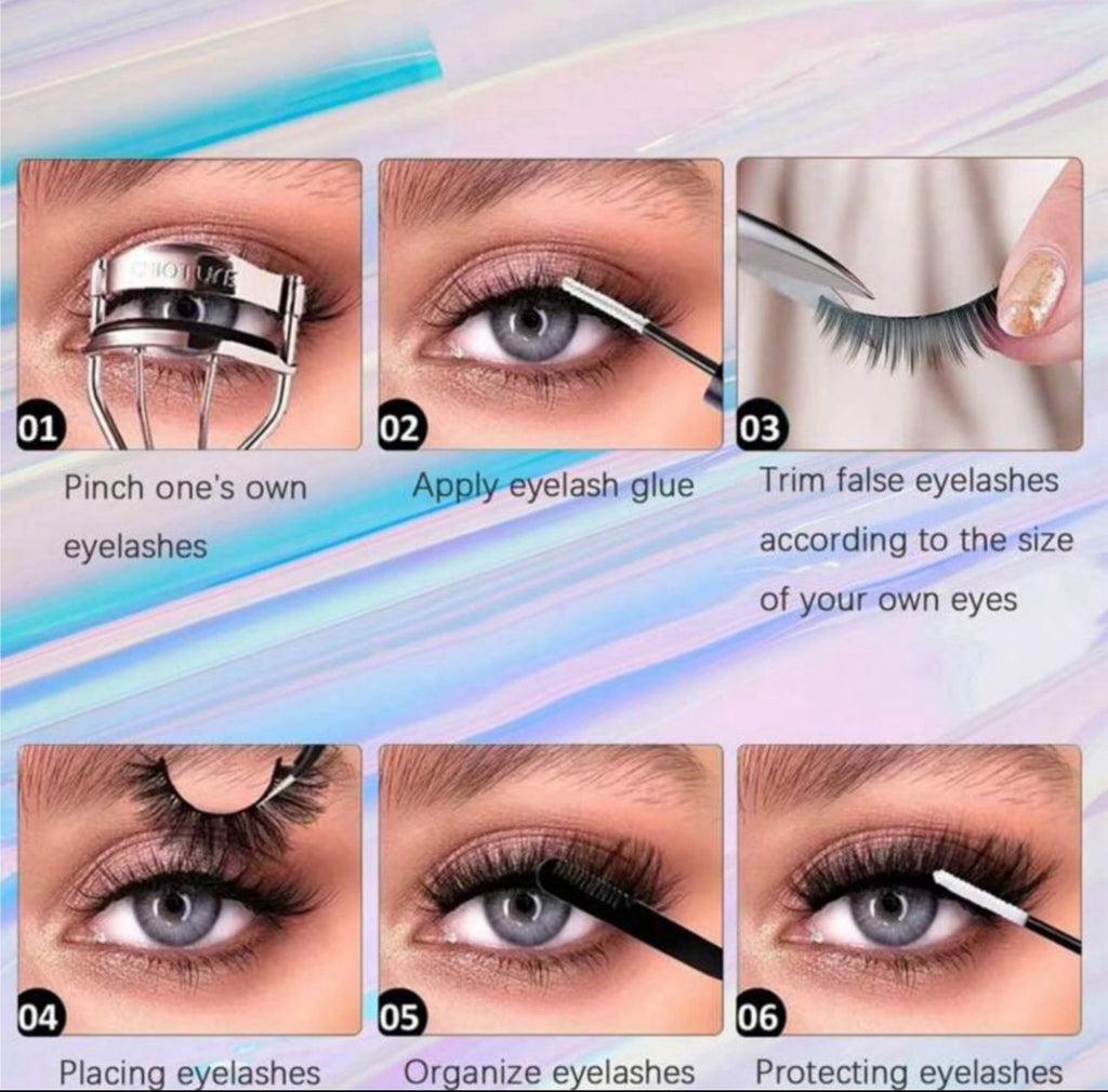 رموش صناعية 7 أزواج بانحناءة D طبيعية Y1043