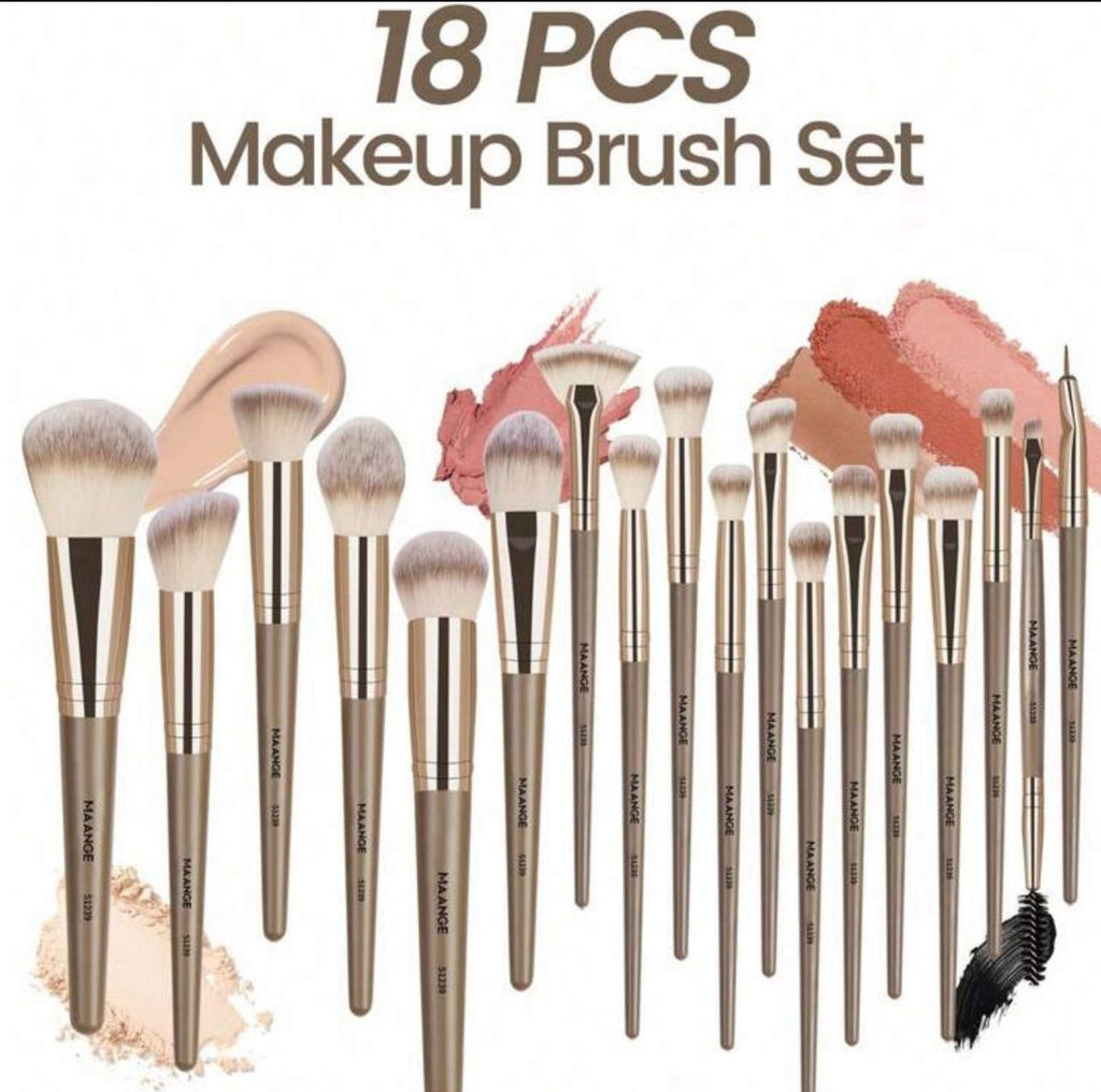 مجموعة فرش مكياج MAANGE الاحترافية – 20 أداة لجمالك الكامل اللون الشمبانى code no 354