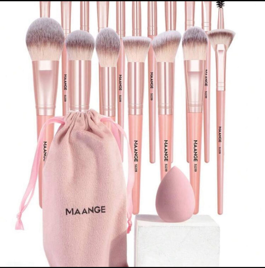 مجموعة فرش مكياج MAANGE الاحترافية – 20 أداة لجمالك الكامل اللون وردى code no 353