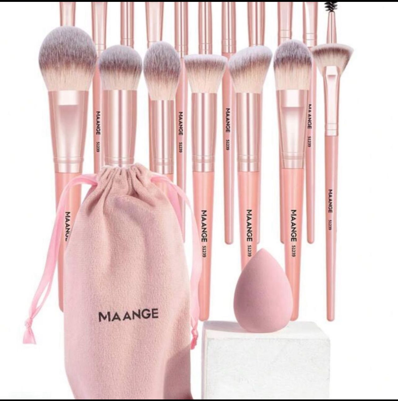 مجموعة فرش مكياج MAANGE الاحترافية – 20 أداة لجمالك الكامل اللون وردى code no 353