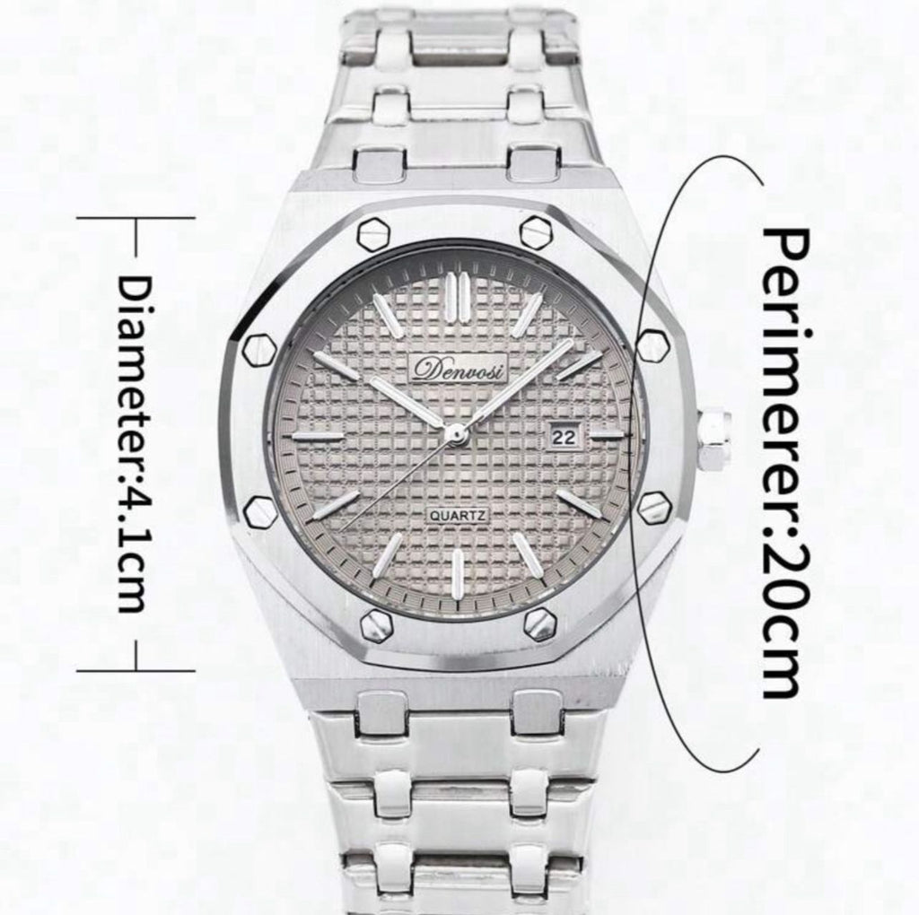 ساعة Denvosi رجالية من الفولاذ المقاوم للصدأ – تصميم أنيق، عرض للتاريخ، مقاومة للماء، مقاس 40 مم GMS 3088