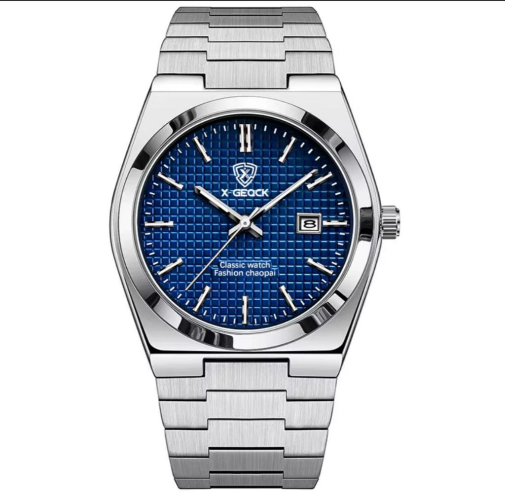 ساعة X-GEQCK رجالية أنيقة من الفولاذ – تصميم عصري للأعمال، عرض التاريخ، مقاومة للماء، كوارتز، 40 مم GMB 280