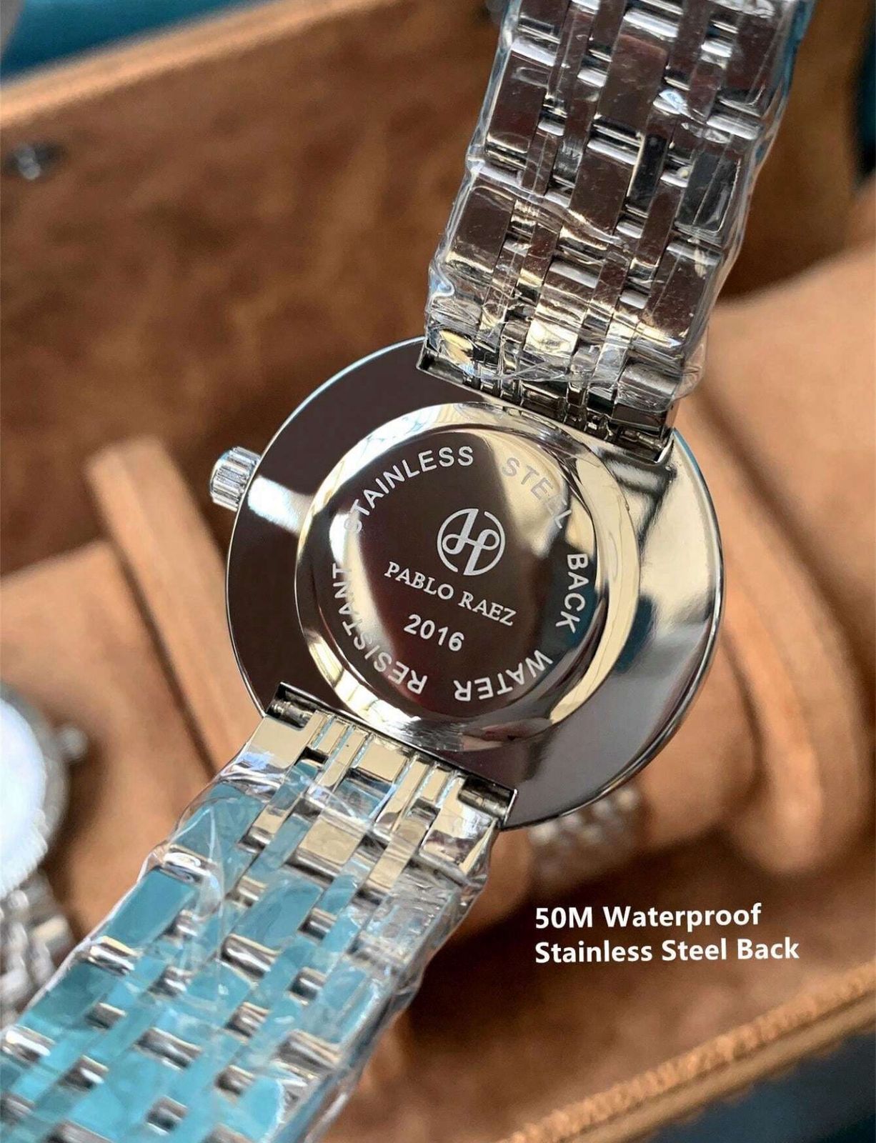 ساعة نسائية أنيقة من Pablo Raez – تصميم فضي راقٍ مرصع، مقاومة للماء، هدية مثالية LSMG 2016