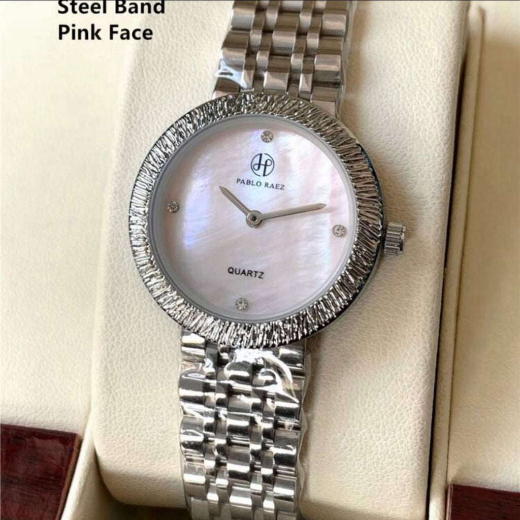 ساعة نسائية أنيقة من Pablo Raez – تصميم فضي راقٍ مرصع، مقاومة للماء، هدية مثالية LSMW 2016