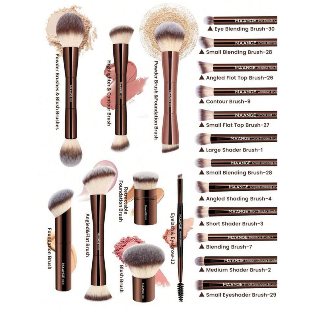 مجموعة فرش مكياج MAANGE الاحترافية – 20 قطعة بلمسة ناعمة وأناقة فاخرة code no 357