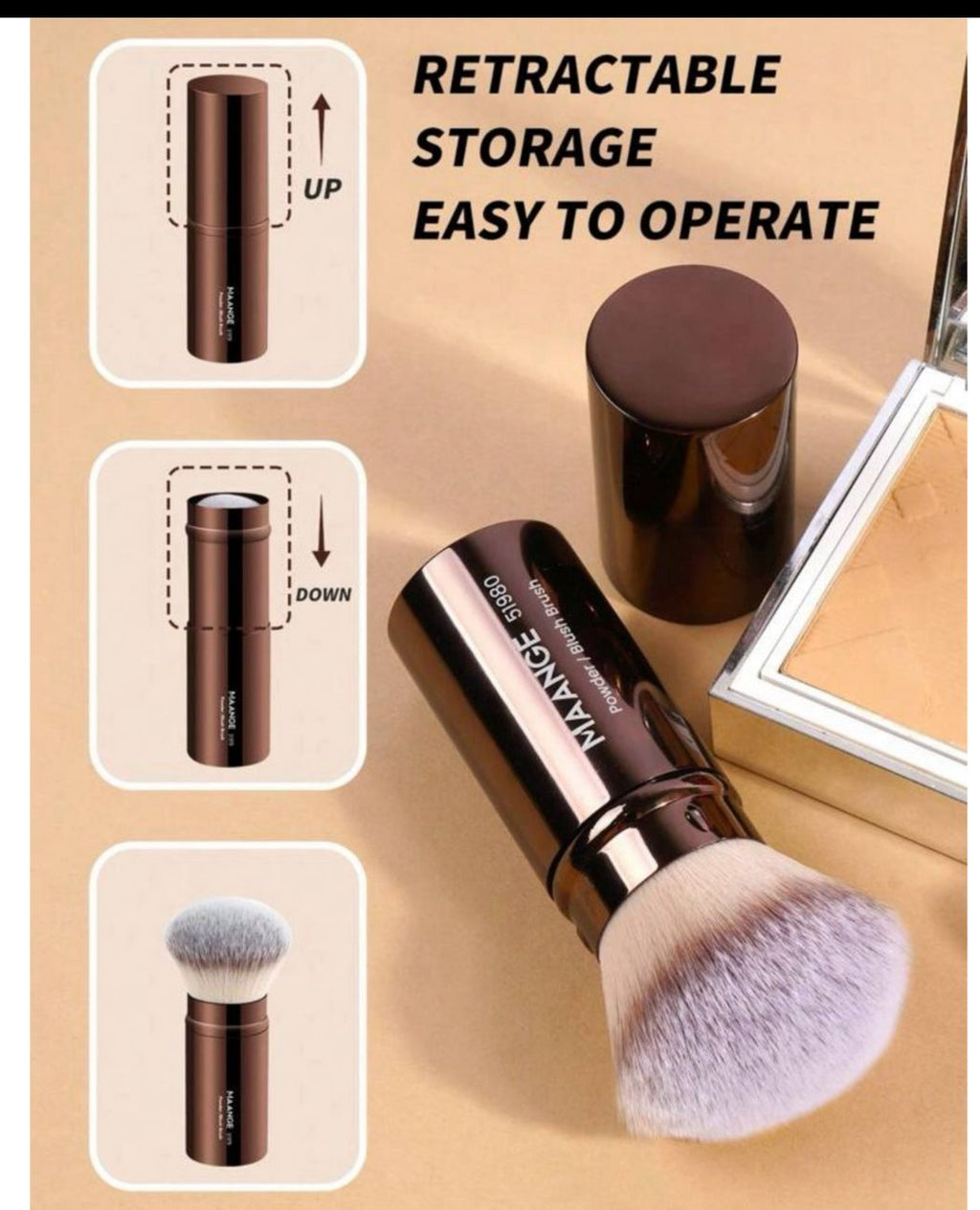 فرشاة مكياج MAANGE القابلة للسحب – فرشاة كابوكي متعددة الاستخدام بغطاء حماية