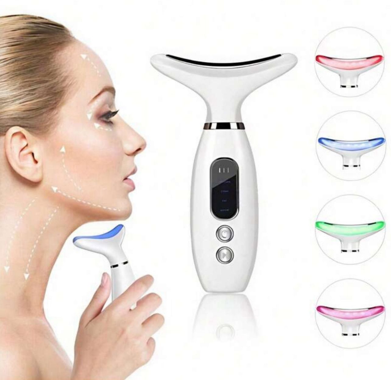 جهاز تنظيف وتدليك الوجه والرقبة القابل لإعادة الشحن 4 أوضاع متعددة للعناية بالبشرة