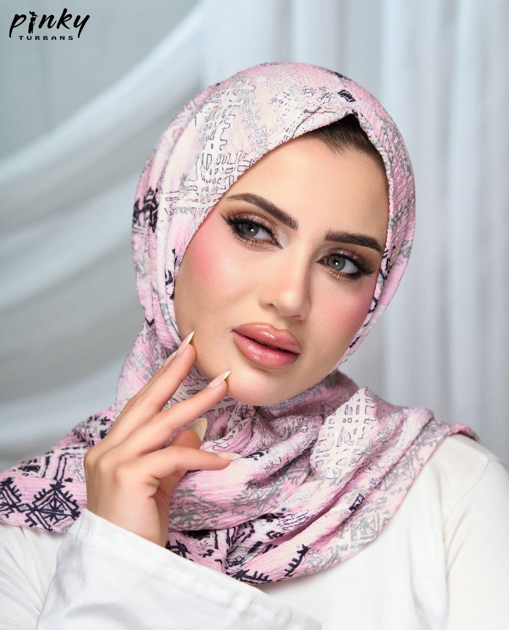 حجاب بكبسولة أمامية من PINKY – خامة كرينكل ليكرا خفيفة ومريحة كود:PKY-002-PNK