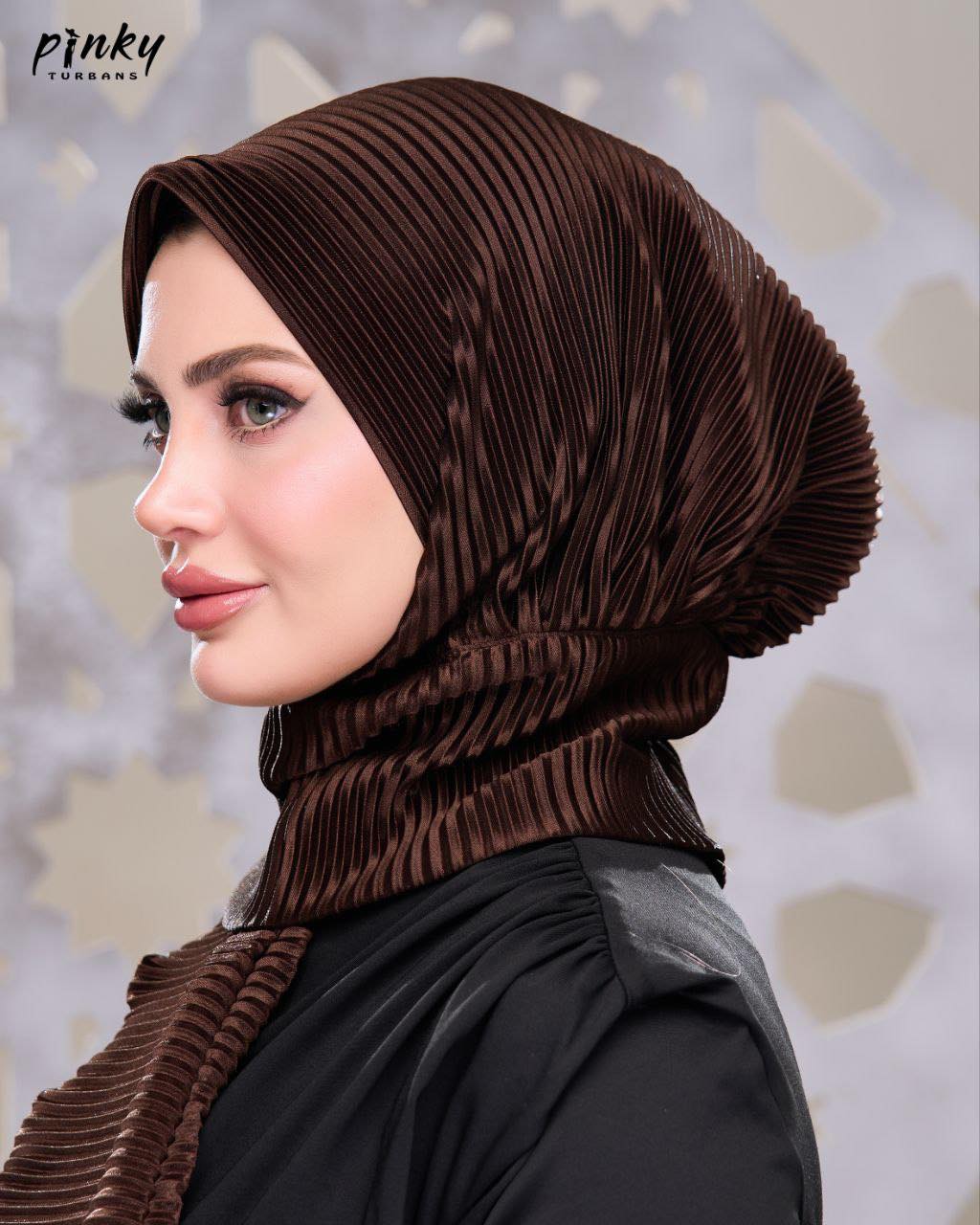 حجاب ستان بليسيه بكبسونة حديد أمامية من Pinky Turbans – كود PKY-005-BR