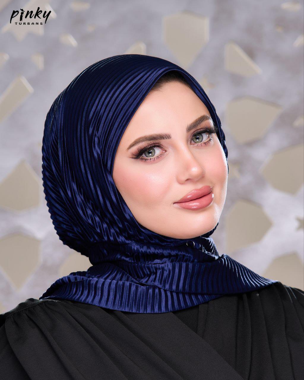 حجاب ستان بليسيه بكبسونة حديد أمامية من Pinky Turbans – كود PKY-005-NV