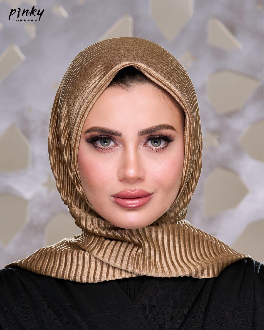 حجاب ستان بليسيه بكبسونة حديد أمامية من Pinky Turbans – كود PKY-005-BG