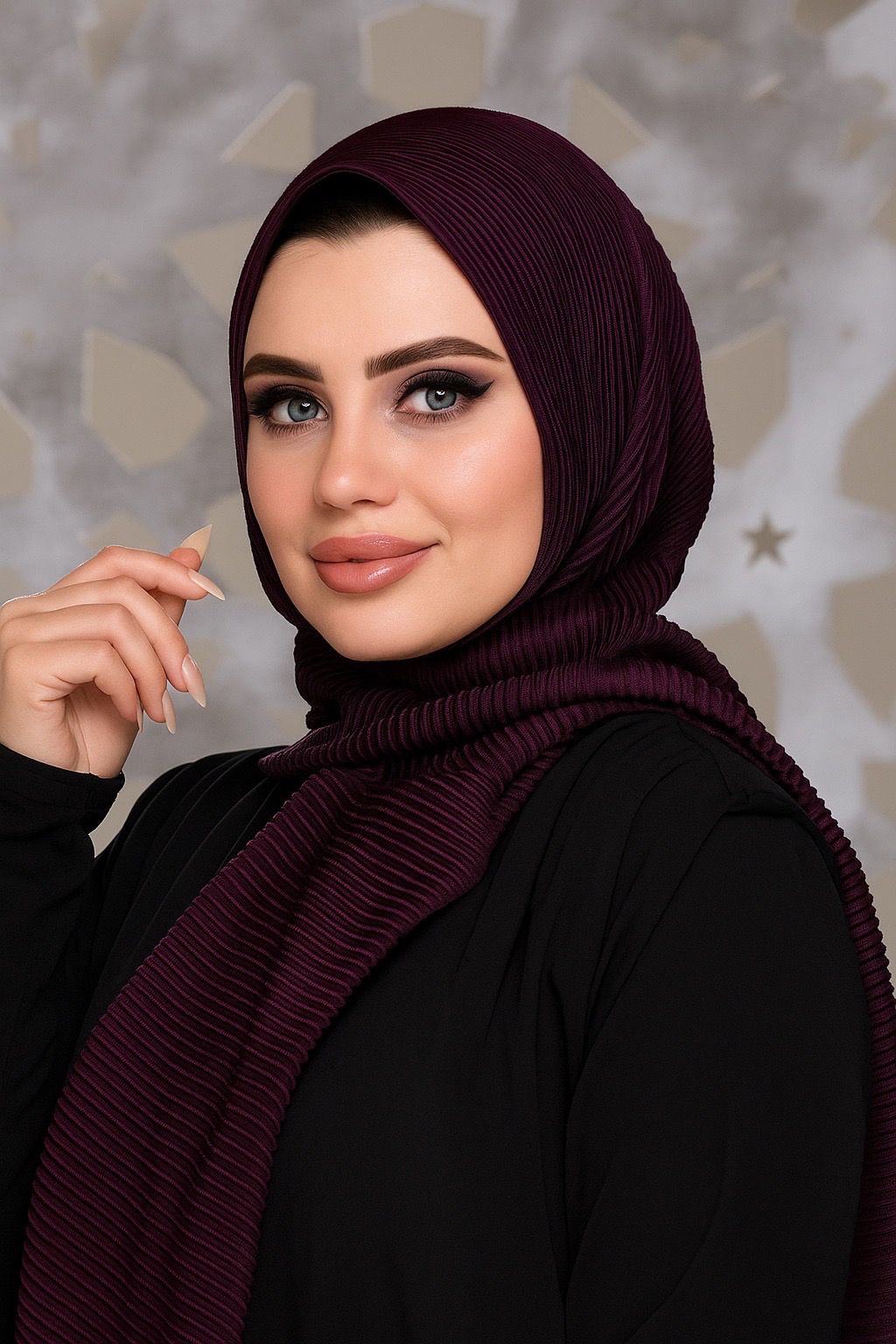 حجاب ستان بليسيه بكبسونة حديد أمامية من Pinky Turbans – كود PKY-005-WB