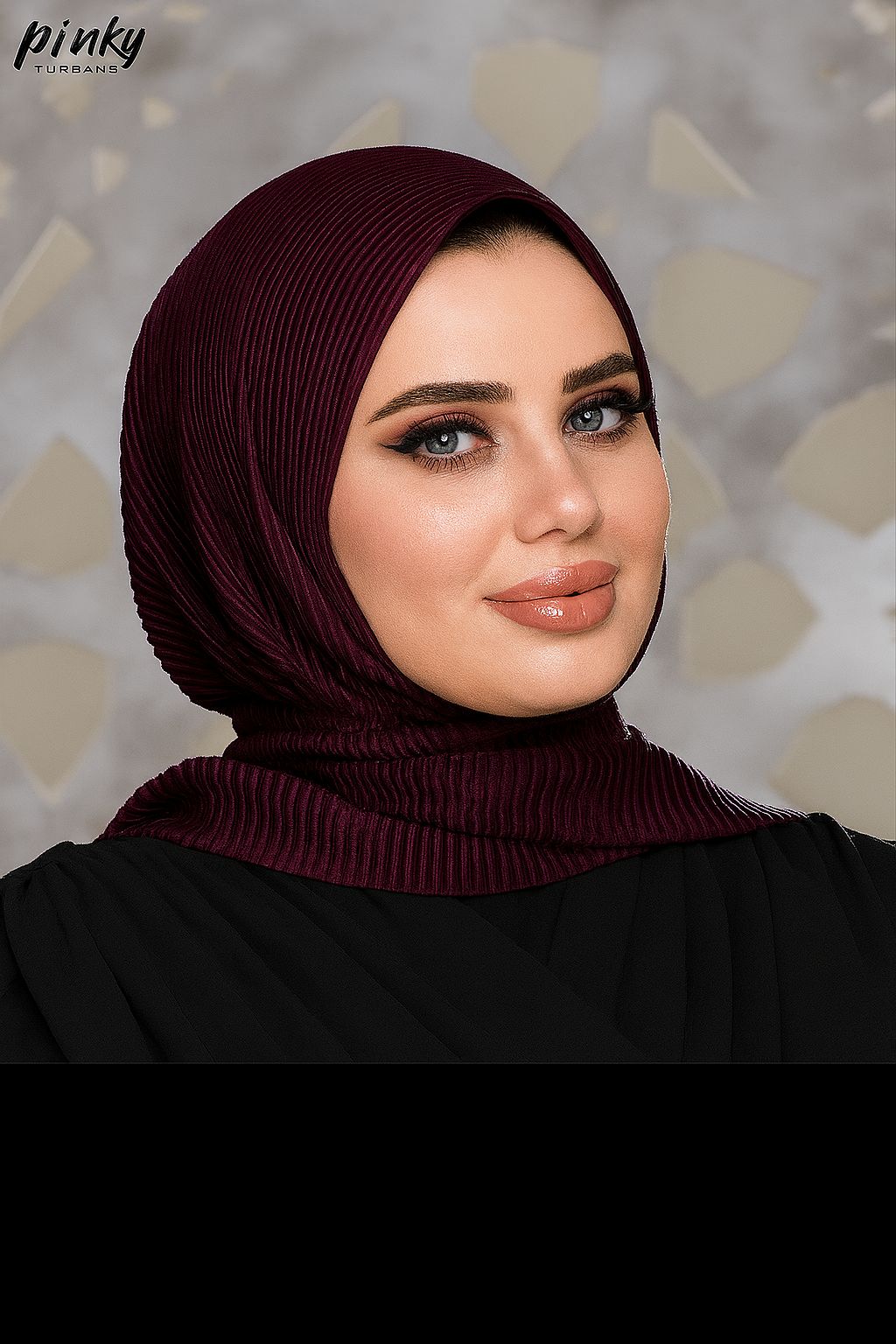 حجاب ستان بليسيه بكبسونة حديد أمامية من Pinky Turbans – كود PKY-005-WB