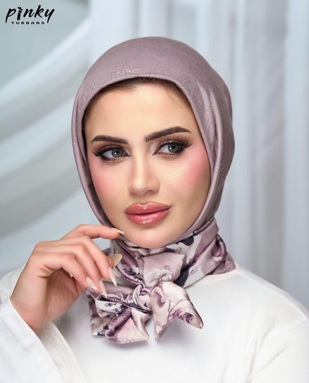 طباقية قطن بشريطين ستان قابلة للتشكيل من Pinky Turbans – كود: PKY-007-ML