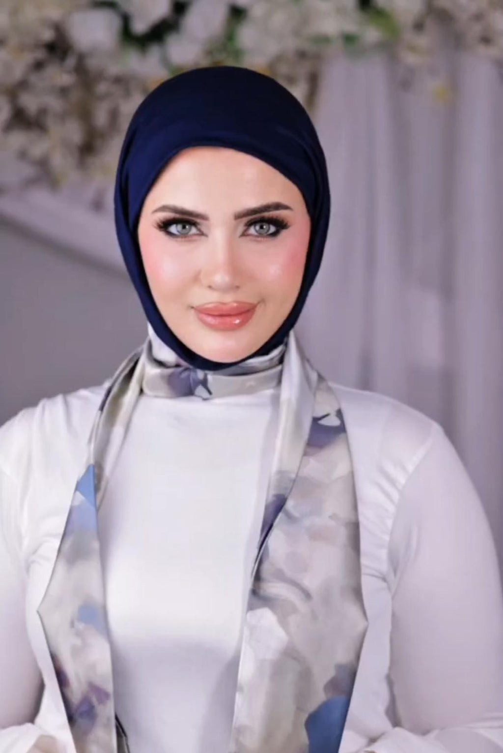 طباقية قطن بشريطين ستان قابلة للتشكيل من Pinky Turbans – كود:PKY-007-NV