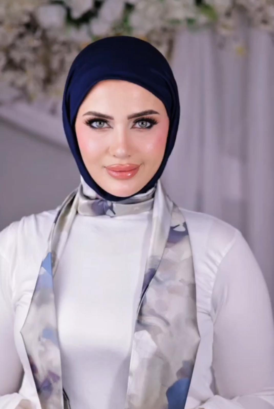 طباقية قطن بشريطين ستان قابلة للتشكيل من Pinky Turbans – كود:PKY-007-NV