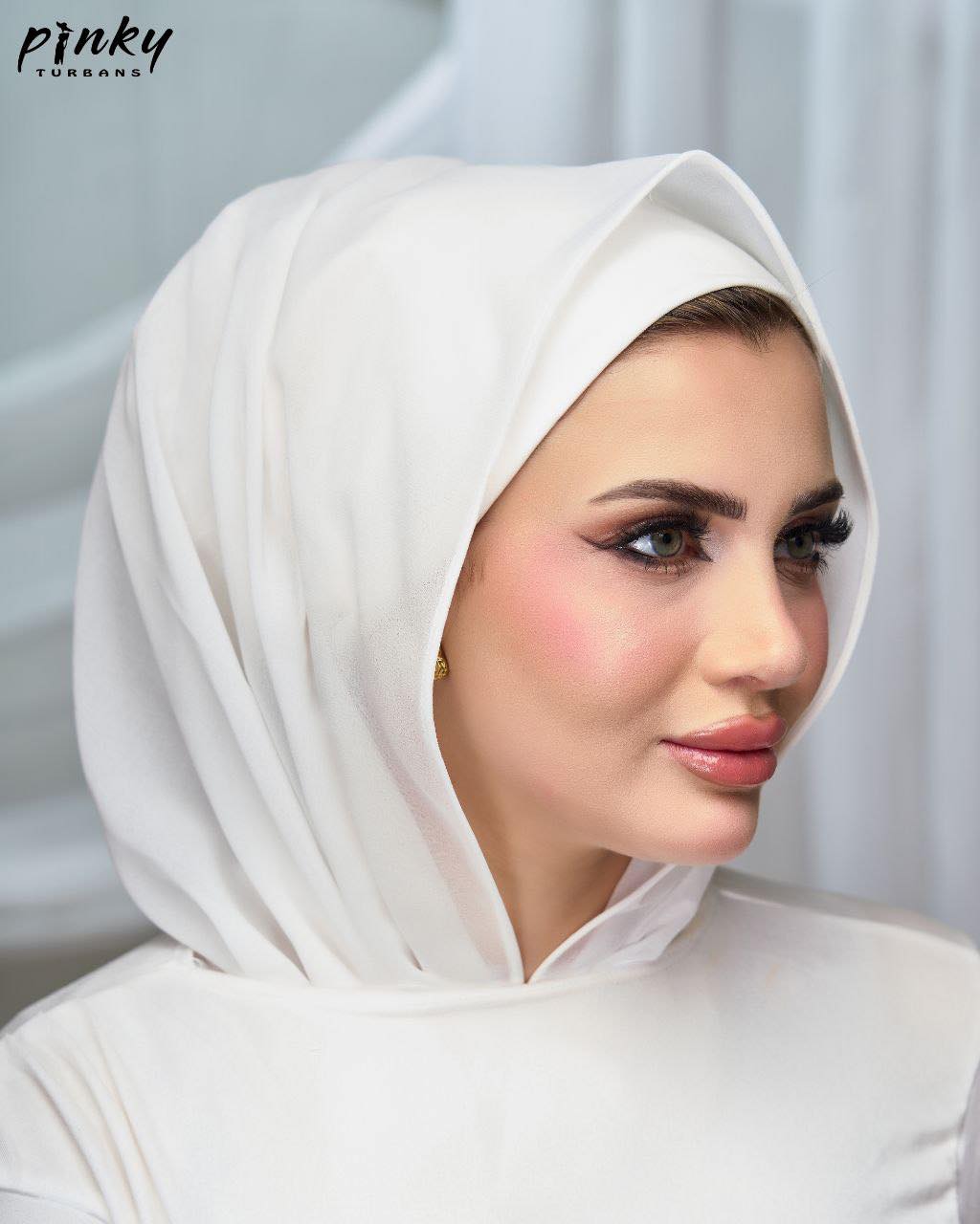 إيزي سكارف شيفون سادة من Pinky Turbans – كود PKY-008-WH