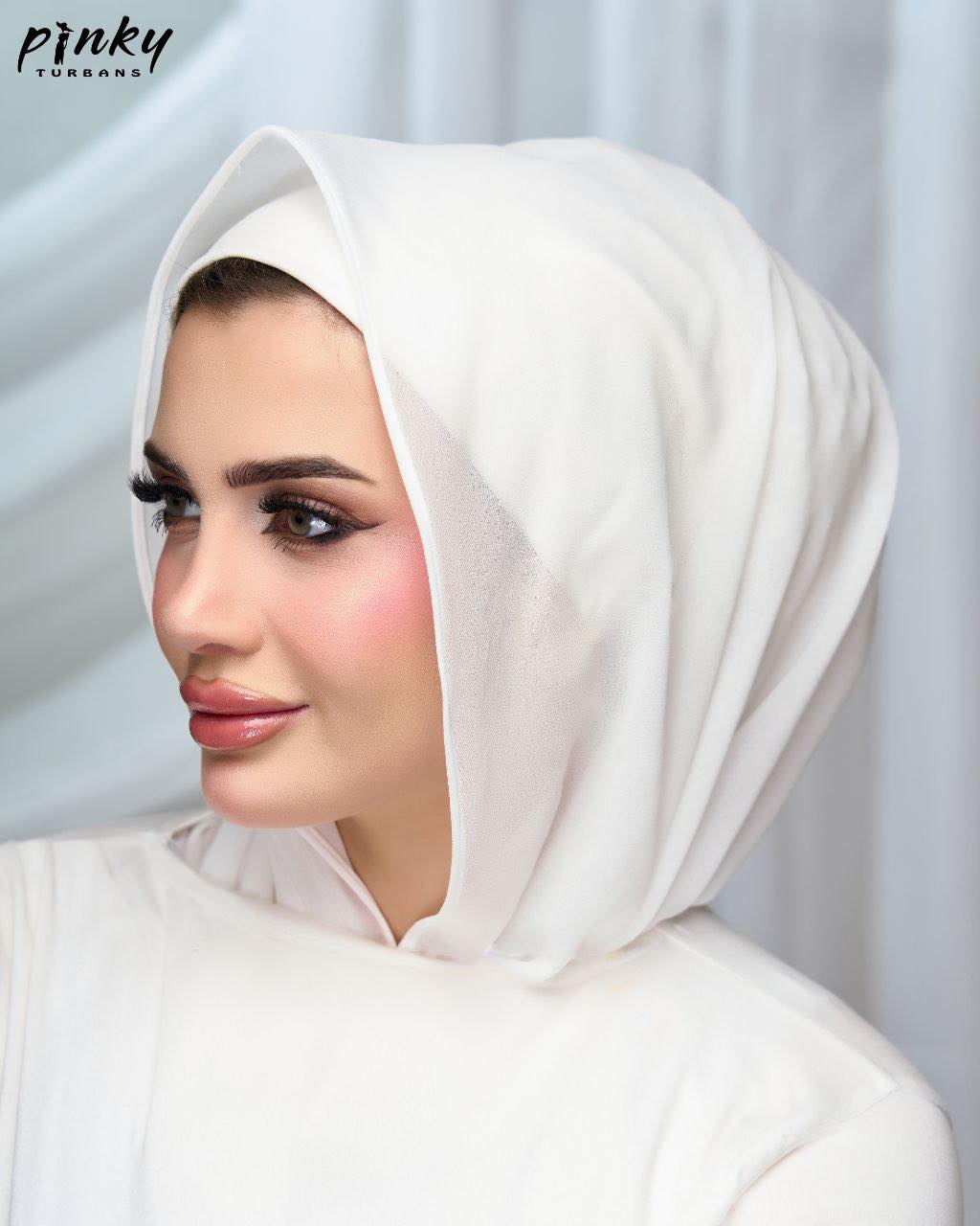 إيزي سكارف شيفون سادة من Pinky Turbans – كود PKY-008-WH