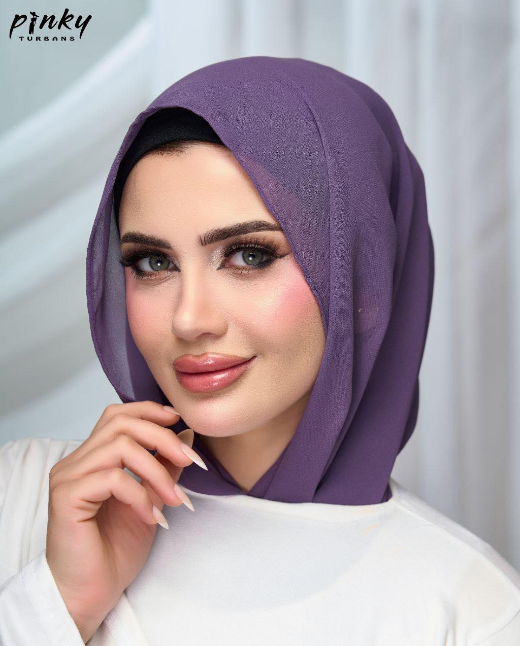 إيزي سكارف شيفون سادة من Pinky Turbans – كود PKY-008-PR