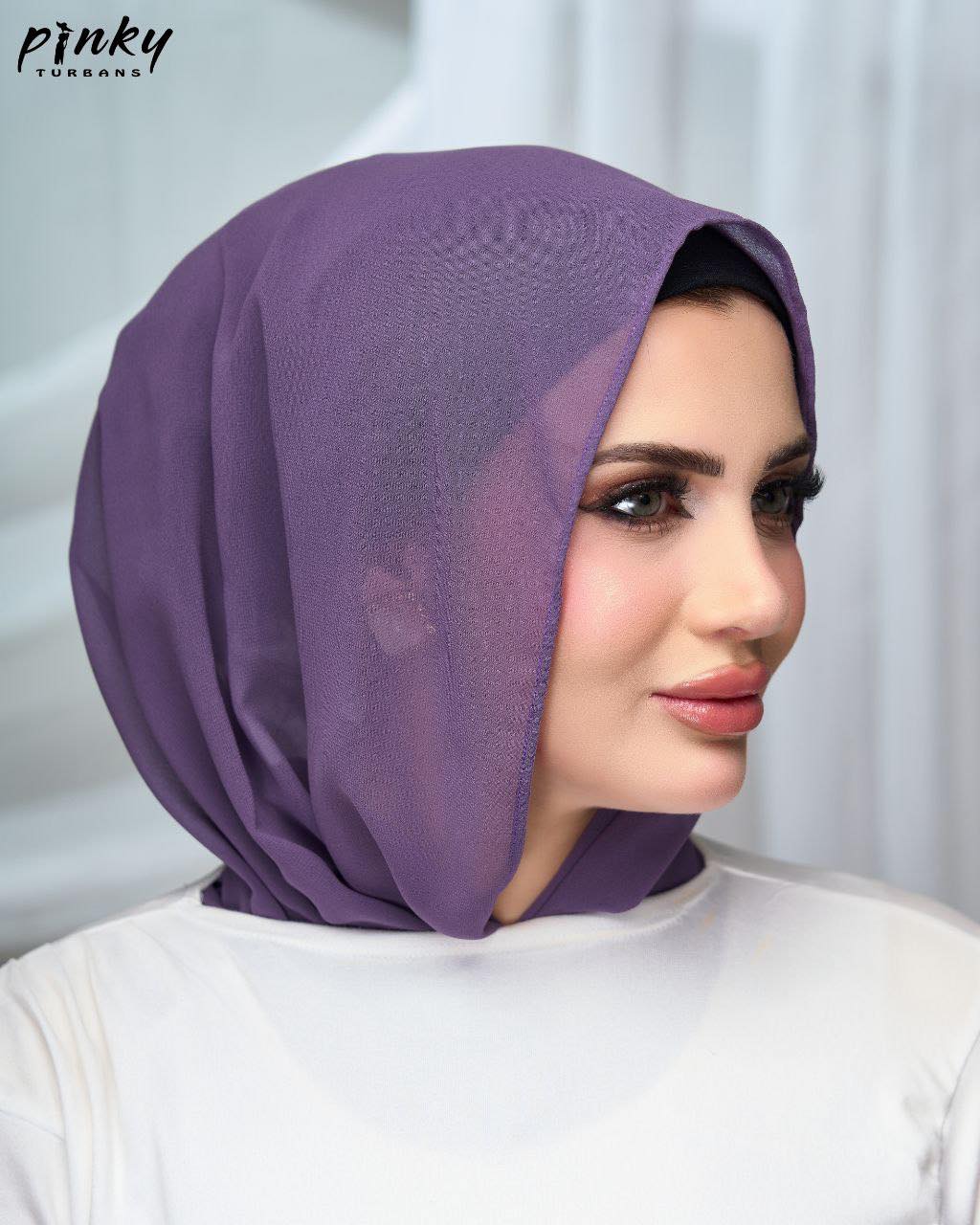 إيزي سكارف شيفون سادة من Pinky Turbans – كود PKY-008-PR