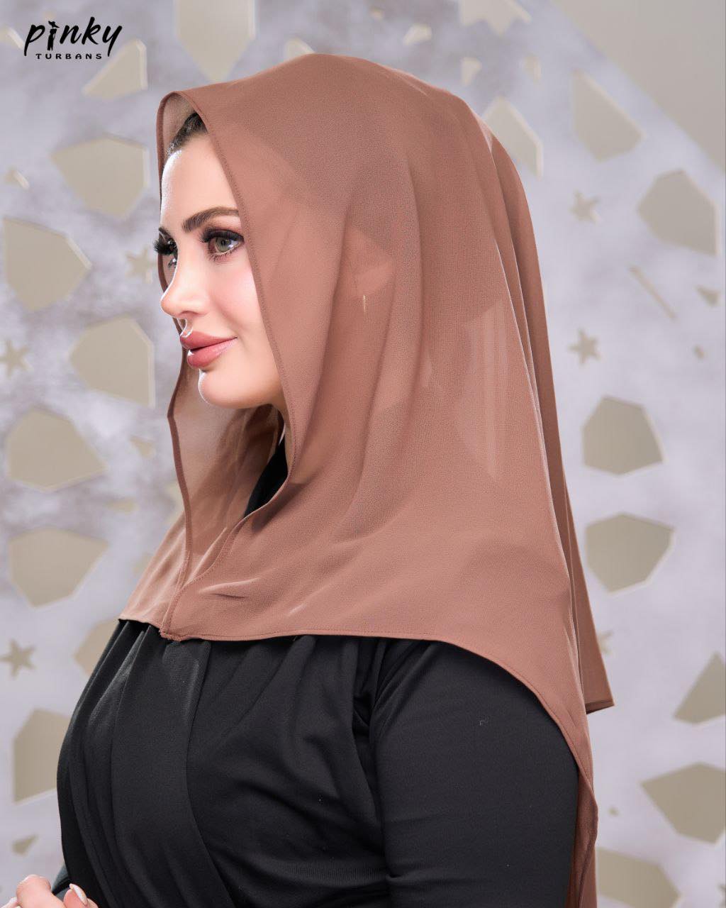 إيزي سكارف شيفون سادة من Pinky Turbans – كود PKY-008-BR