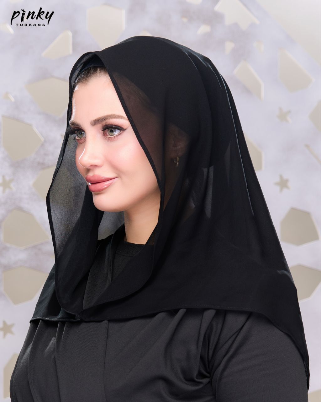 إيزي سكارف شيفون سادة من Pinky Turbans – كود PKY-008-BK