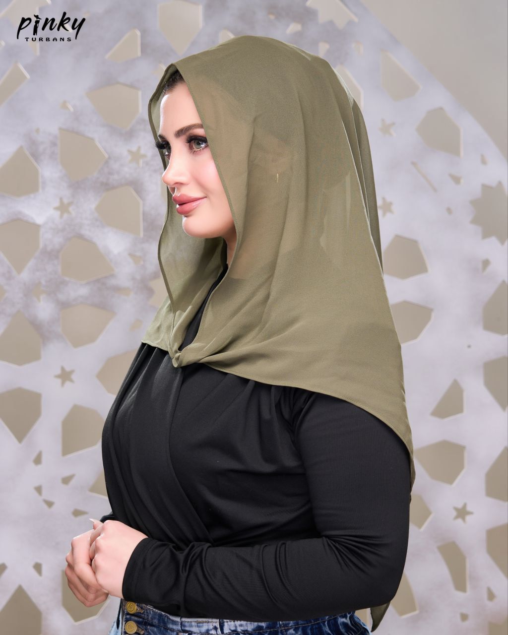 إيزي سكارف شيفون سادة من Pinky Turbans – كود PKY-008-KH