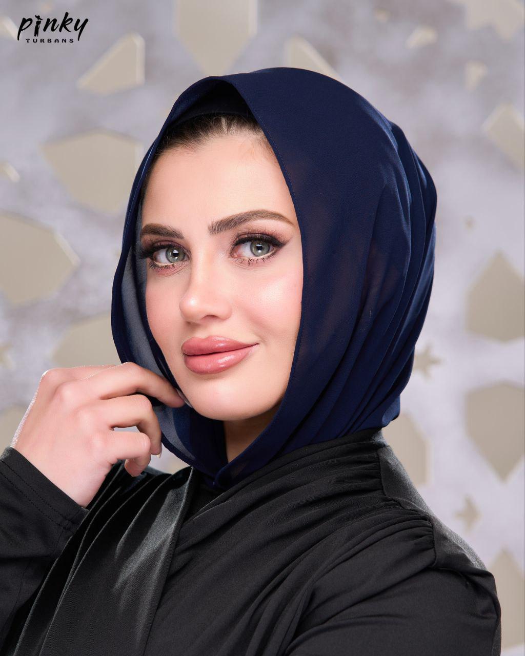 إيزي سكارف شيفون سادة من Pinky Turbans – كود PKY-008-NV