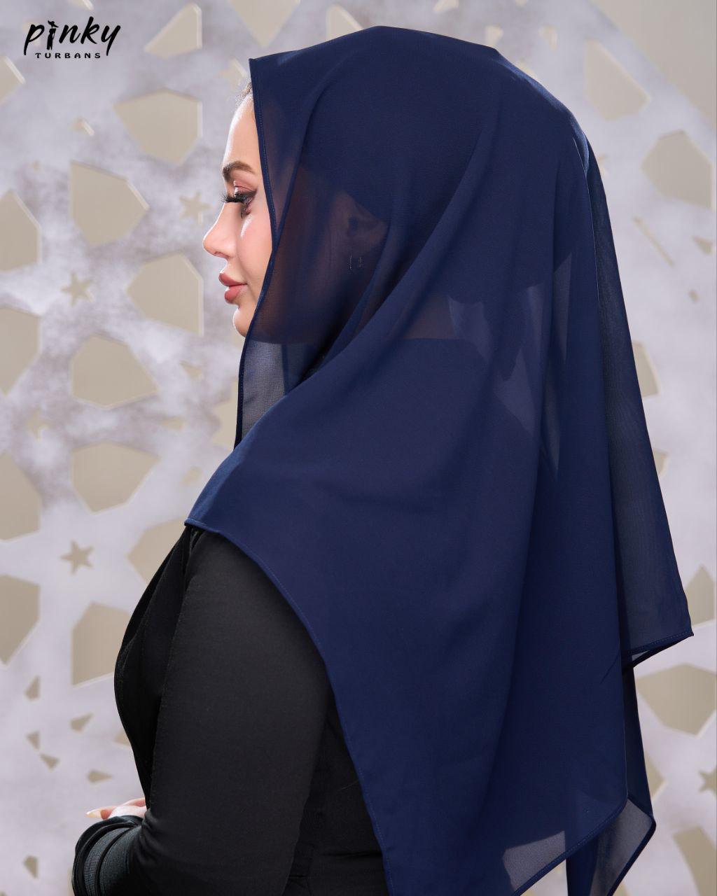 إيزي سكارف شيفون سادة من Pinky Turbans – كود PKY-008-NV