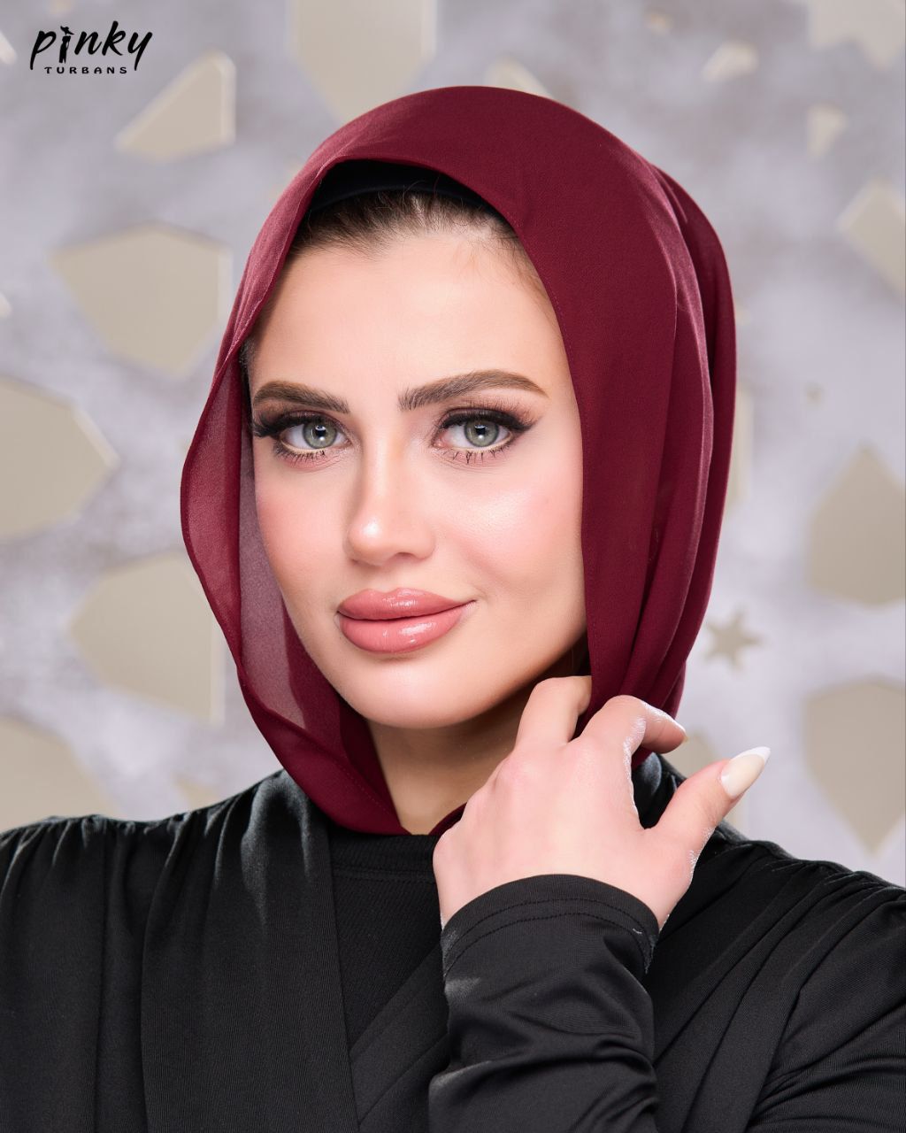 إيزي سكارف شيفون سادة من Pinky Turbans – كود PKY-008-BG