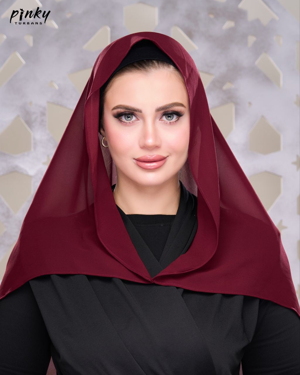 إيزي سكارف شيفون سادة من Pinky Turbans – كود PKY-008-BG