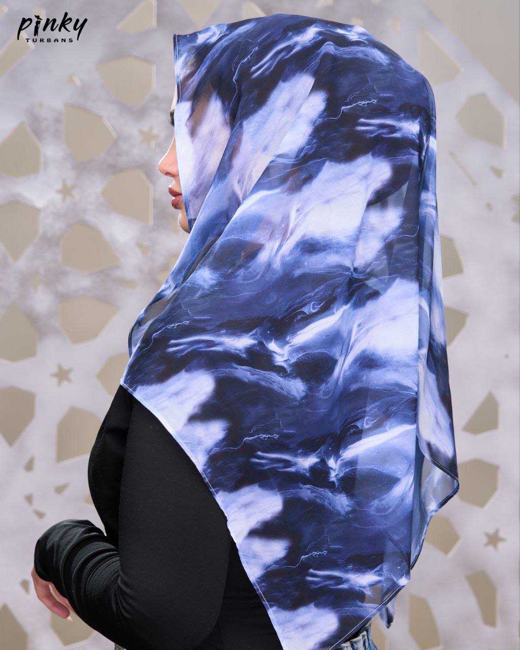 إيزي سكارف شيفون سادة من Pinky Turbans – كود PKY-008-BB