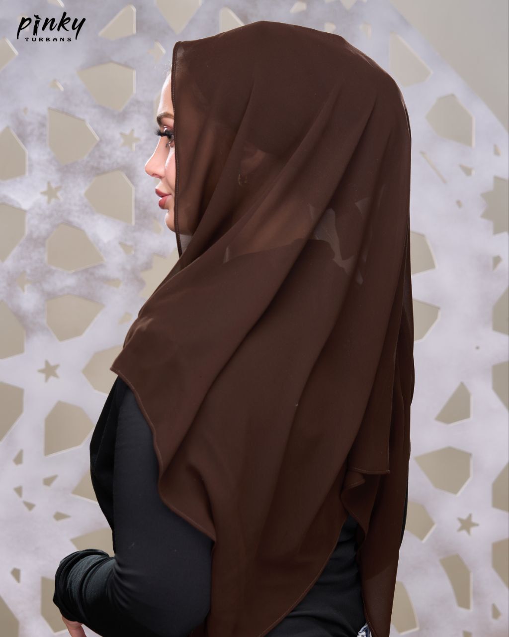 إيزي سكارف شيفون سادة من Pinky Turbans – كود PKY-008-DB
