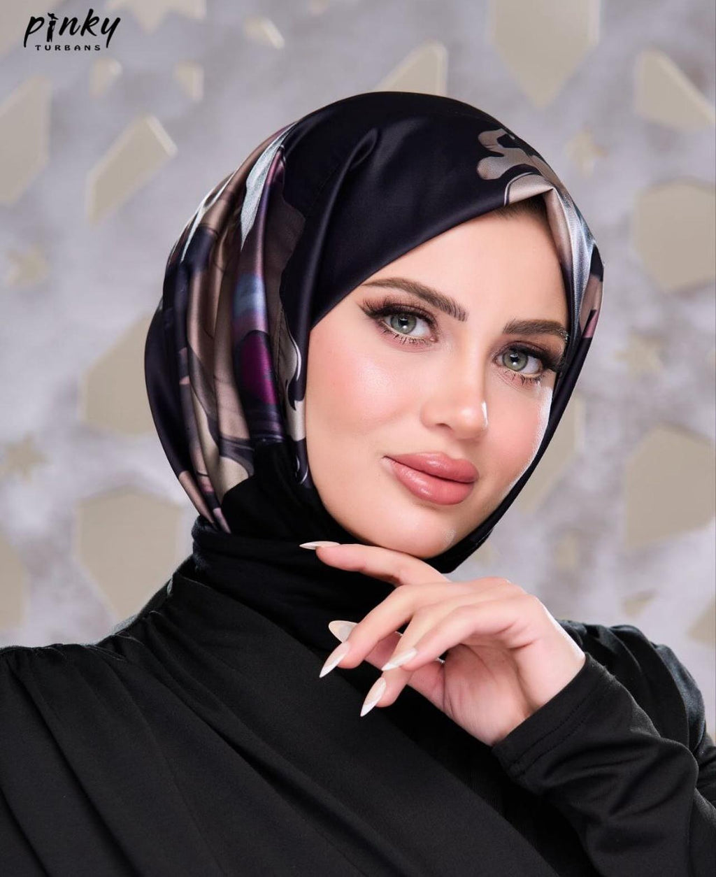 طباقية ساتان منقوش × قطن بجوانب مرنة وتغليق كباسين من الخلف - من بينكي كود PKY-010-MIX