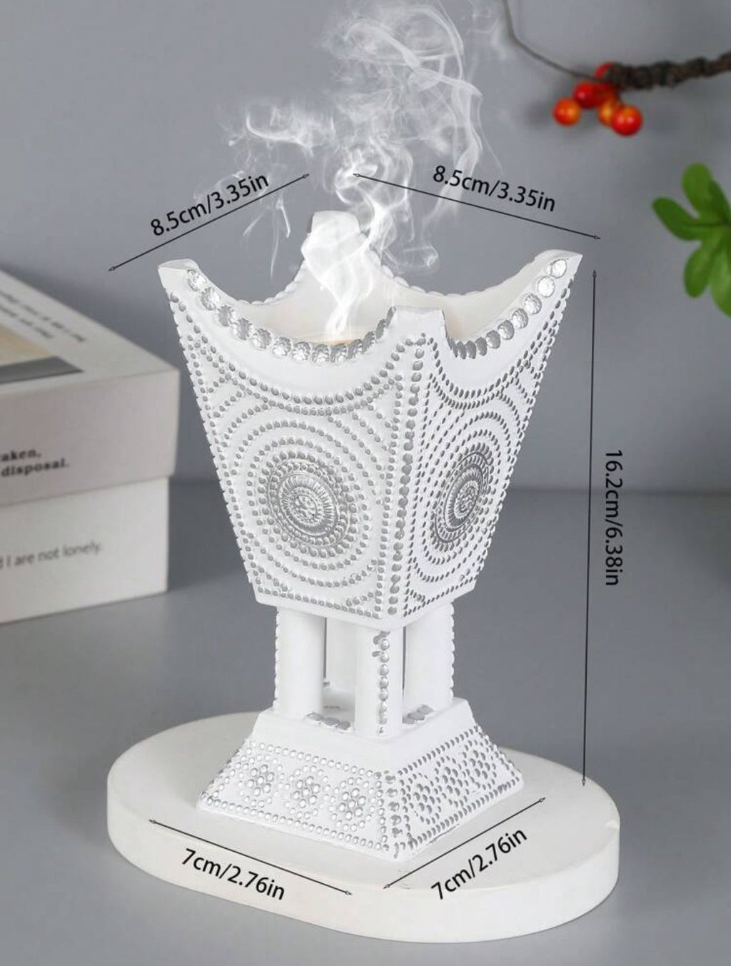 مبخرة راتنج بتصميم كأس مزخرفة بتطعيم ذهبي يدوي ديكور فاخر للمنزل INC-005-WH
