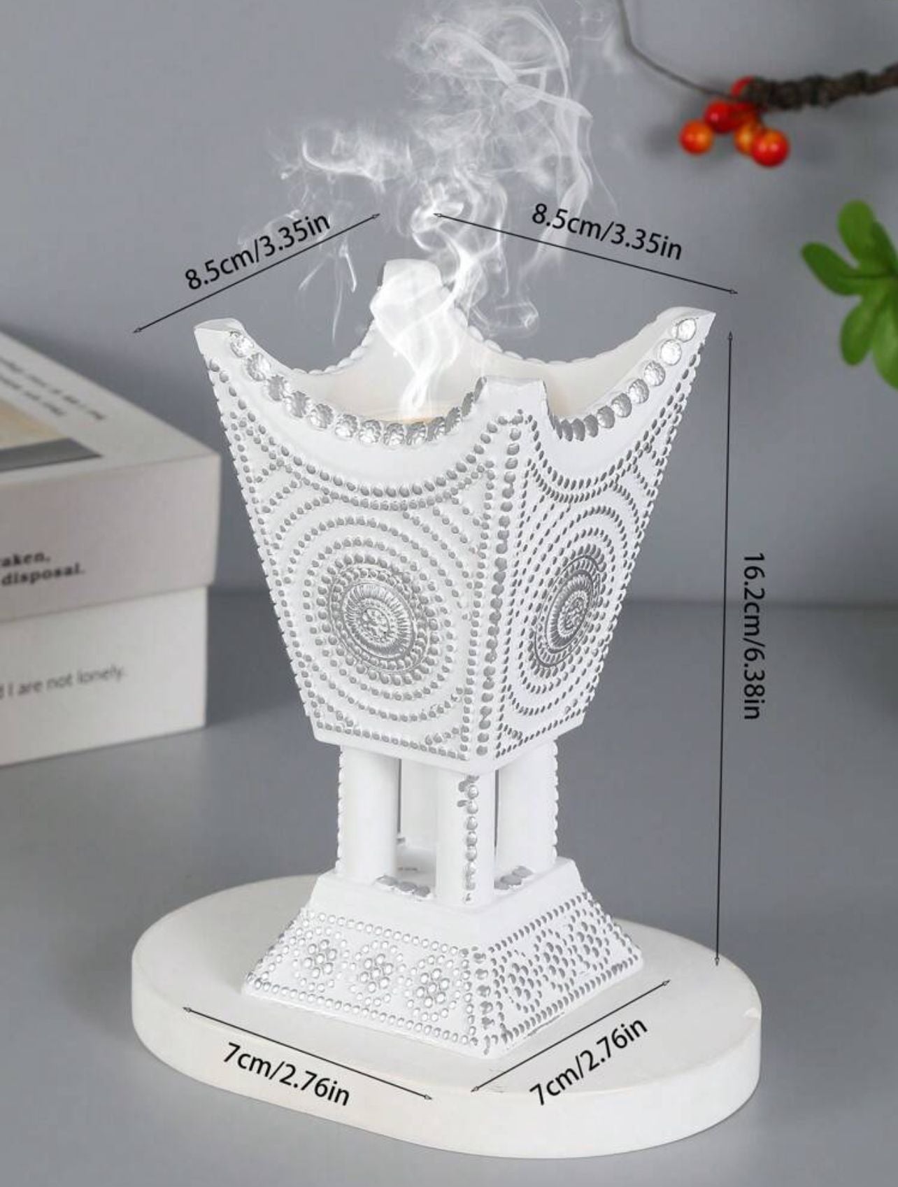 مبخرة راتنج بتصميم كأس مزخرفة بتطعيم ذهبي يدوي ديكور فاخر للمنزل INC-005-WH