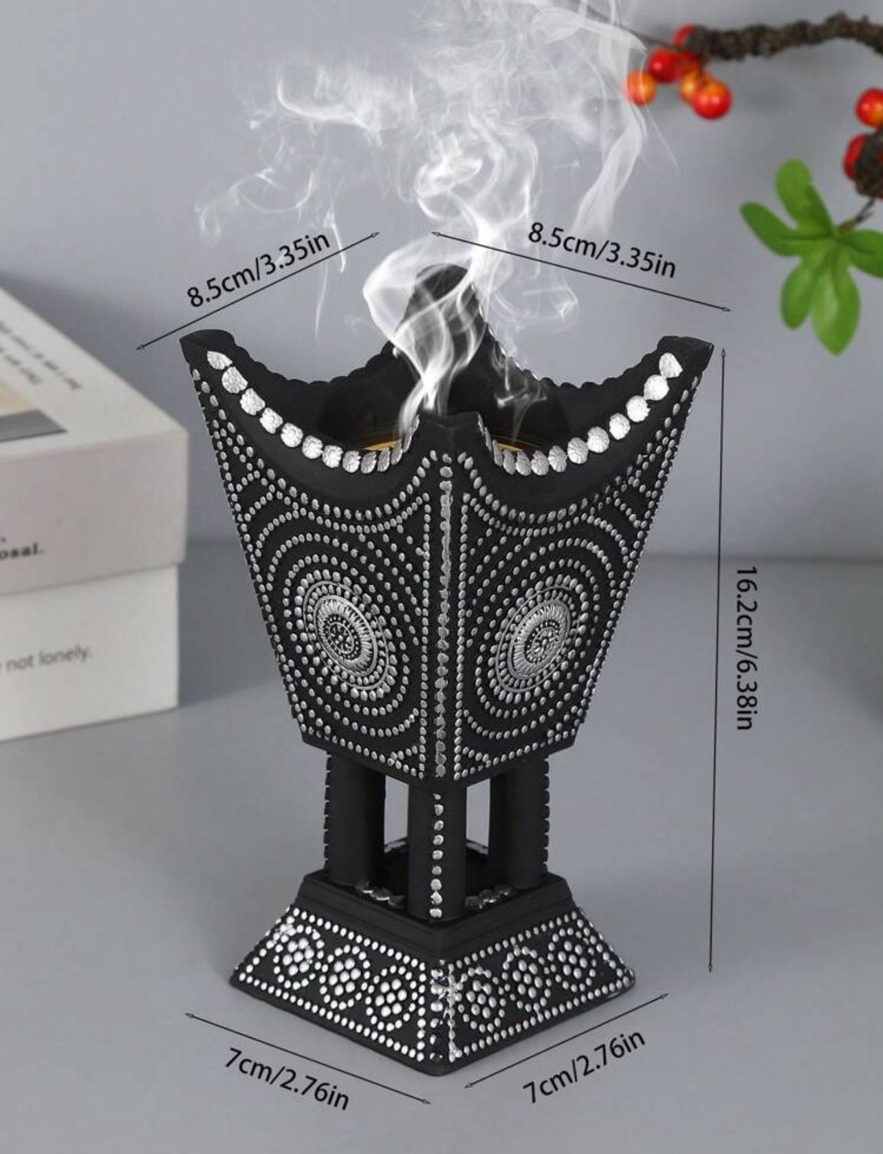 مبخرة راتنج بتصميم كأس مزخرفة بتطعيم ذهبي يدوي ديكور فاخر للمنزل INC-005-BK