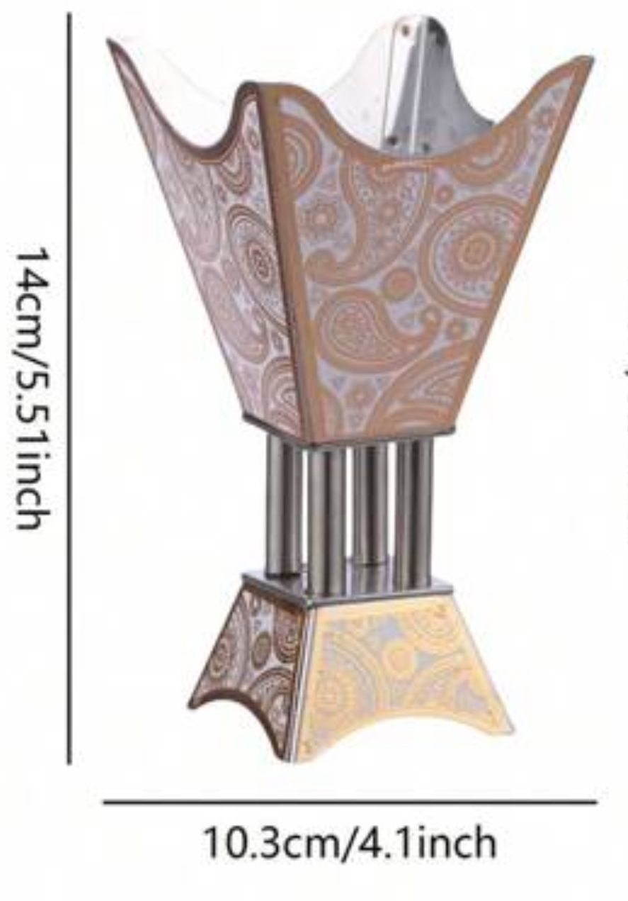 موقد بخور معدني فاخر بنقوش مزخرفة ديكور أنيق متعدد الاستخدامات INC-007-WG