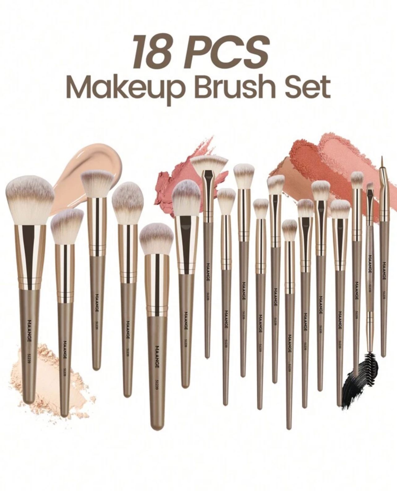 طقم فرش مكياج 18 قطعه من MAANGE احترافي Cod No 360
