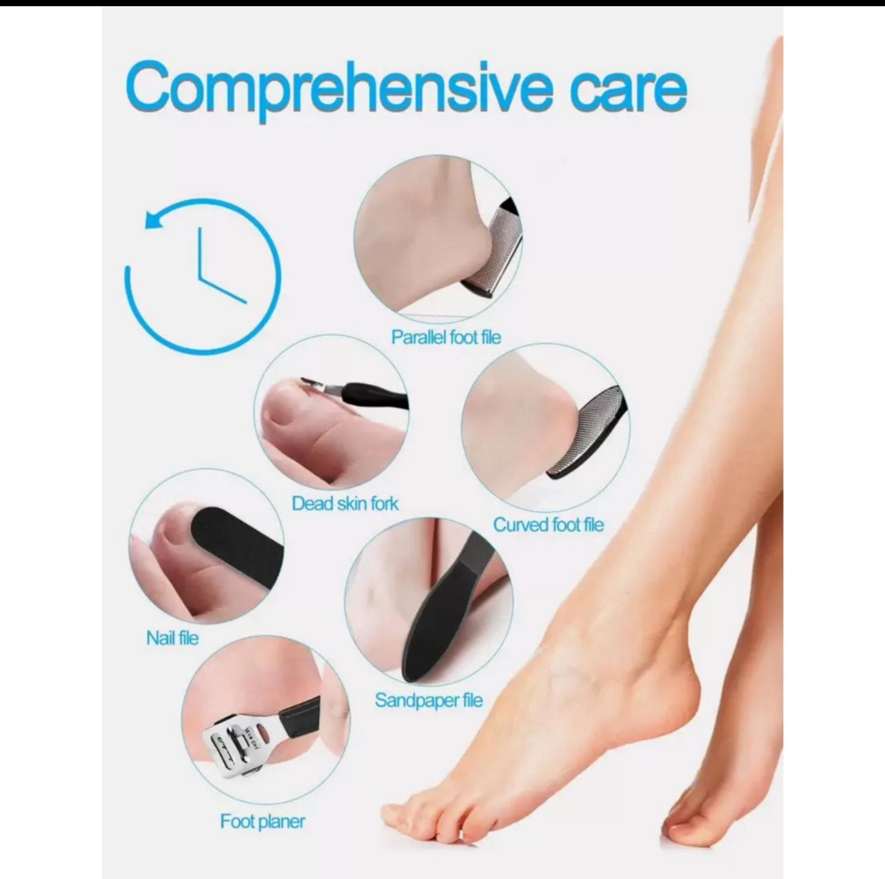 طقم باديكير 7 في 1 من Nasin أسود أنيق لإزالة الجلد الميت والعناية الكاملة بالقدم