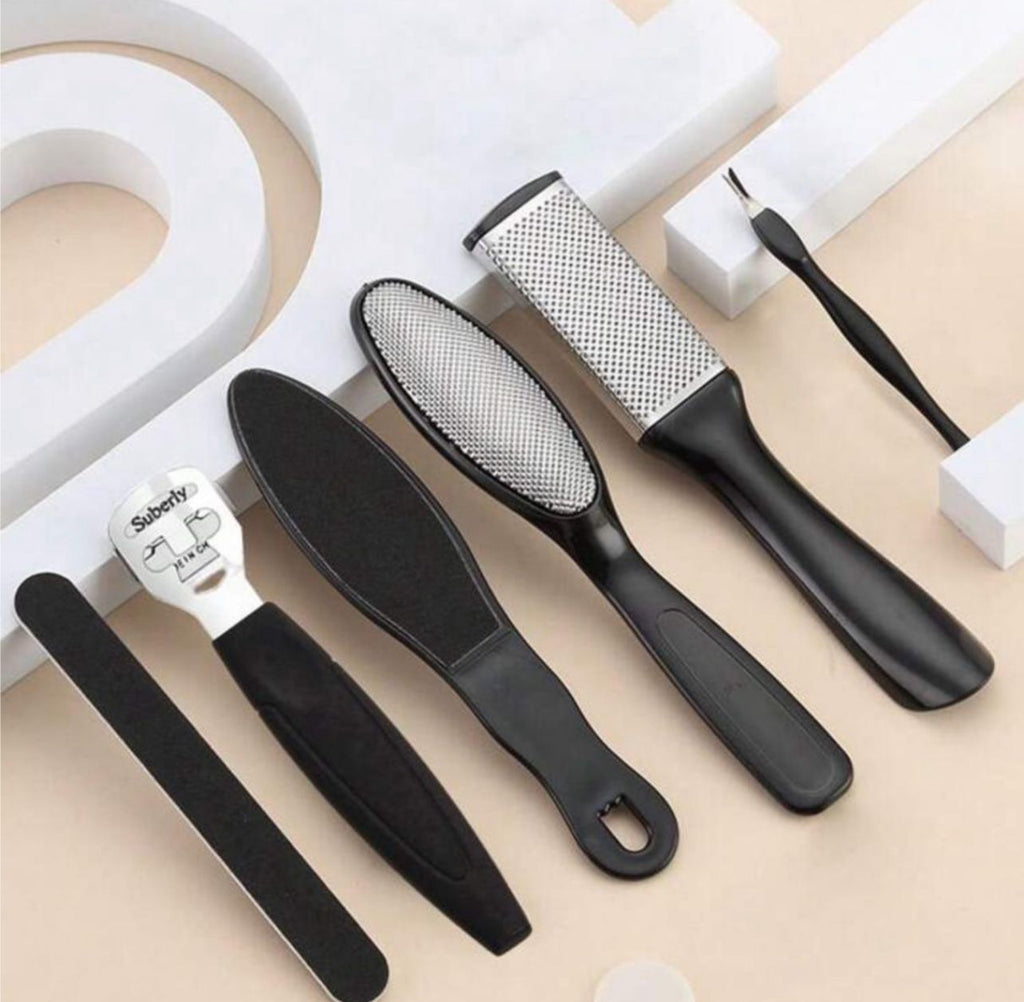 طقم باديكير 7 في 1 من Nasin أسود أنيق لإزالة الجلد الميت والعناية الكاملة بالقدم