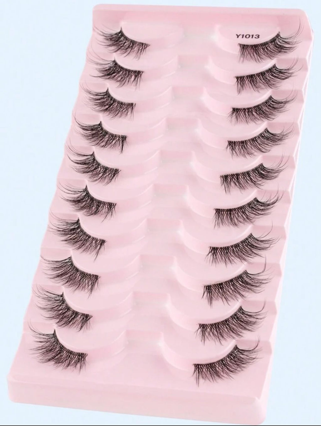 الرموش 10 أزواج ثلاثية الأبعاد طبيعية وكثيفة بتصميم نصف العين لمكياج السهرات Y1013