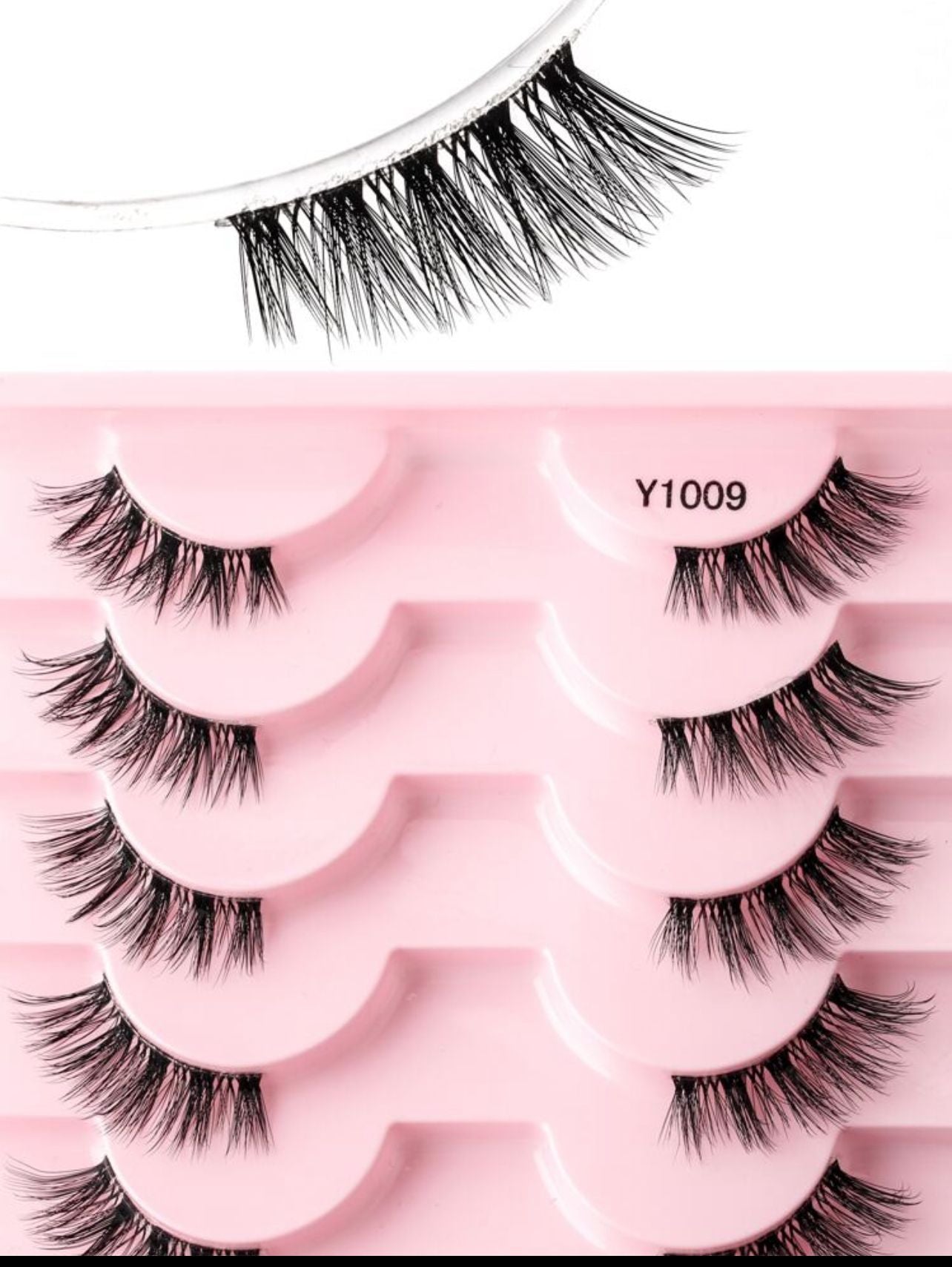 Y1009 رموش صناعية نصف عين 10 أزواج بطول 8 12 ملم طبيعية وكثيفة