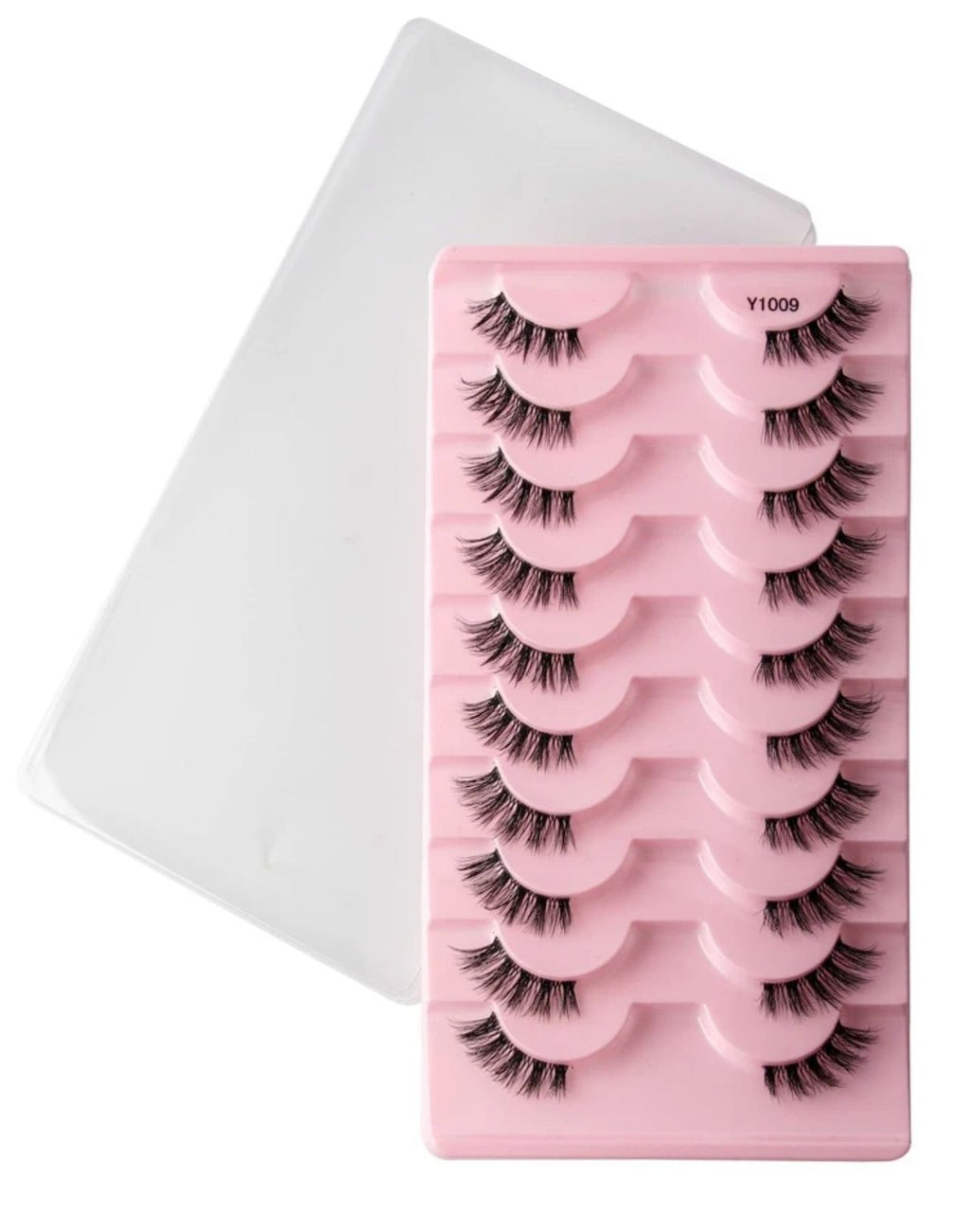 Y1009 رموش صناعية نصف عين 10 أزواج بطول 8 12 ملم طبيعية وكثيفة