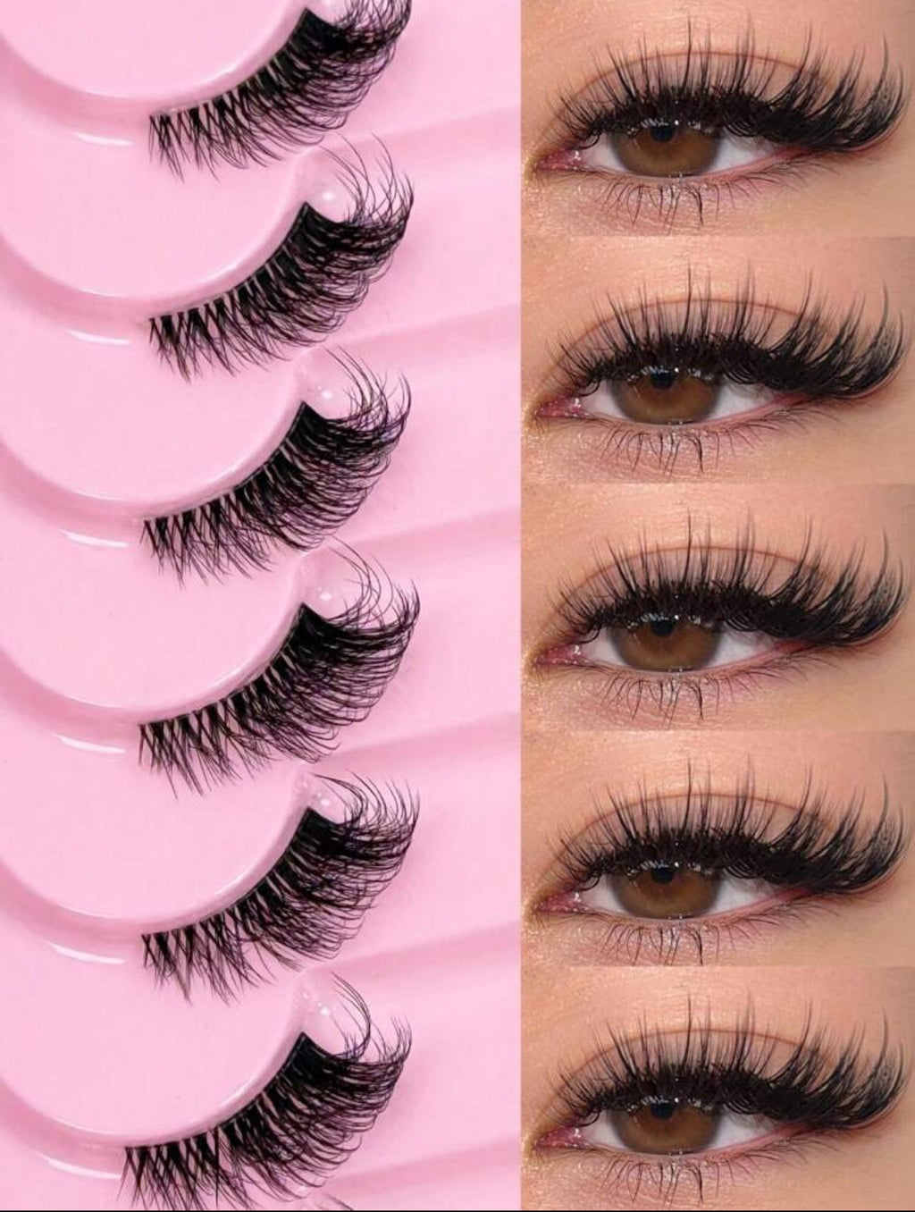 رموش صناعية نصف عين – 9 أزواج بتصميم عيون القطة طبيعي Y1050