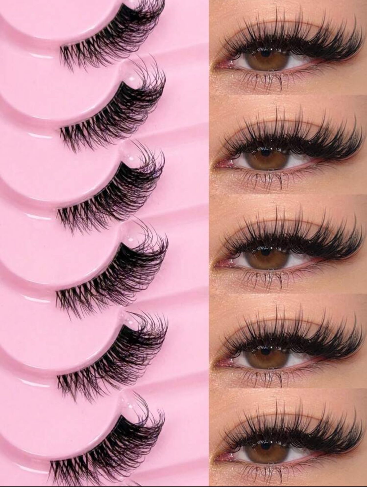 رموش صناعية نصف عين – 9 أزواج بتصميم عيون القطة طبيعي Y1050